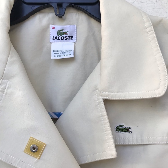Lacoste Beige Button Up Trench Sz 38 - Picture 3 of 8